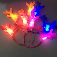 SYGA LED Flashing Light Up Antler Pattern Crowns Headband Hair Band Headdress for Party Decoration Party Caps (Red)
