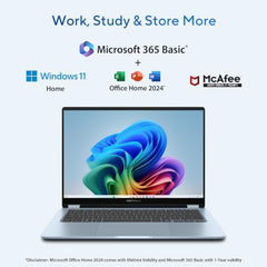 ASUS Vivobook S14 Flip (2026),Snapdragon X X1 26 100,AMD Radeon iGPU,8GB RAM,512GB SSD,FHD+,Touchscreen,14"(35.5 cm),Win 11,M365 Basic(1Y),Office 24,Light Blue,1.39 Kg,TP5408QA-U2093WS,Flip Laptop