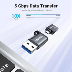 Sounce USB to 3.5mm Female Adapter, USB Headphone Audio Jack External Stereo Sound Cable Cord Splitter for MacBook, Laptop, Linux, PS4, Headset - Grey