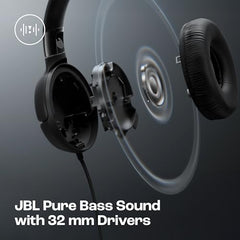 JBL Tune 520C On Ear Type C Wired Headphone, Pure Bass Sound,3-Button Remote with Microphone,Comfort Fit and Foldable Design(Black)