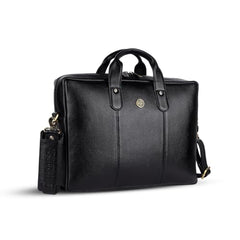 HAMMONDS FLYCATCHER Men Genuine Leather Office Bag - Laptop Bag - Padded Laptop Compartment, Fits 14 Inch Laptop - Adjustable Strap, 1 Year Warranty - Office, Travel, Daily Use - Brushwood, Brown