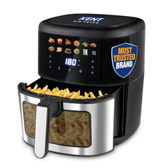 KENT Digital Air Fryer 5L | 1400W | Bake, Grill & Roast | Up to 80% Less Oil Usage | 8 Preset Menu | Rapid Heat Circulation | Digital Display & Touch Control Panel | Glass Window with in built Light