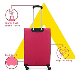 Aristocrat Duralite Set of 3 Soft Case (S+M+L) Trolley Bags, Red | 8-Wheels, Spacious, Zipper Expander, Front Pocket, Polyester Case, Combination Lock, Travel Luggage, 3-Year Global Warranty