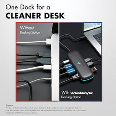 Type C 14 in 1 Wozoyo Docking Station, PD 100W, 2X4K@60Hz HDMI,4K DisplayPort, 2XType-C 10Gbps, USB 10Gbps, Gigabit Ethernet, AUX Port,Universally Compatible Thunderbolt 4,macOS,Windows,Android & iOS