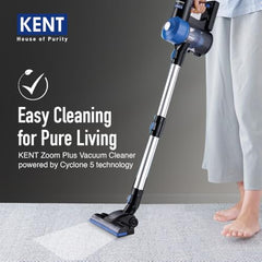KENT Dash Vacuum Cleaner | 600W | High Suction Power >16 kPa | Cyclone5 Technology and HEPA Filter | Bagless Design | Ideal for Floor, Curtain, Carpet, Sofa & Car | Black & Blue