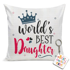 Gift for Daughter Birthday Special Birthday for Daughter Printed Cushion(12 inch X 12 inch with Filler with Keychian) Girls Pillow Daughters Day for Daughter and Girls (V) (D-5A)