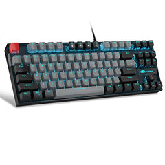 MageGee 75% Mechanical Gaming Keyboard with Brown Switch, LED White Backlit Keyboard, 87 Keys Compact TKL Wired Computer Keyboard for Windows Laptop PC Gamer - Retro Grey/White