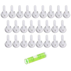 Art Street Hard Plastic 3-Pin Seamless Nail with 2 Spirit Leveler for Photo Frame Wall Picture Frame Hooks Hangers - Set of 25 (White)
