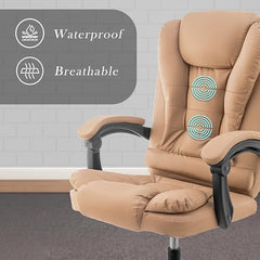 Casa Haus Italia Premium Leatherette Office Chair for Work | Boss Chair, Ergonomic Executive, Luxurious Cushioned Arms & Seat, 2 Point Back Massager, Heavy Duty Metal Base (Burgundy)