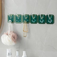 JIALTO 1 Pcs Wall Hanger Hooks | Strong Self Adhesive Magic Sticker Hook for Clothes, Towels & Accessories | 6 Hook Strip for Home, Bathroom & Kitchen - Transparent