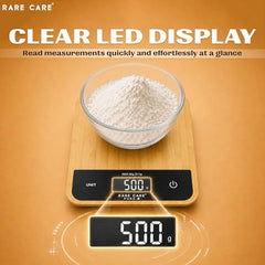 RARECARE Kitchen Weight Machine For Home | Electronic Weighing Machine for Food | Tare Function 1 Year Warranty | Dual Weight Setting | Weighing Scale For Kitchen | Model - Ounce, Black