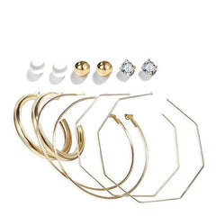 SYGA 6-Piece Women's Earrings Set Hoop Earrings with Pearls and Cubic Zirconia, Gold Tone, Fashion Jewelry Set for Women and Girls