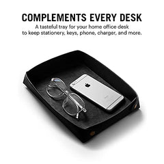 DailyObjects Combo Super Smooth Vegan Leather Reversible, Anti Slip, Water Resistent Felt Turf 2.0 Desk Mat | Vegan Leather Black Desk Tray Organiser - Set of 2