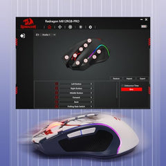 Redragon M612AK PRO RGB Gaming Mouse, 8000 DPI Wired/Wireless Optical Mouse with 9 Programmable Buttons & 7 Backlit Modes, BT & 2.4G Wireless, Software Supports DIY Keybinds Rapid Fire Button