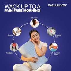WELLGIVER Cervical Butterfly Pillow | Orthopedic Memory Foam for Neck & Shoulder Pain | Ergonomic Contour Design | Dual Height Support | Side Sleeper Pillow with Arm Rest - Pack of 1