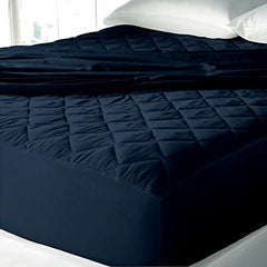 Cloth Fusion Cotton Waterproof Mattress Protector, King 78x72 in | Navy Blue,100% Cotton Top, 150 GSM Polyfill, Leakproof TPU, Hypoallergenic, Elastic Fit, Quilted Bed Cover Protector