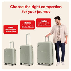 LAttitude By Provogue Meridian Set of 2 Trolley Bags Cabin + Medium Polypropylene Hard Suitcase, 8 Spinner Wheels, 2-Pocket Convipack, Recessed Number Lock for Men & Women Ghost Grey/Limestone Grey