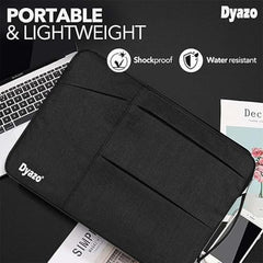 Dyazo 15-15.6 Inch Laptop Sleeve Case | Water Resistant Cover with Charger Pouch & Three Front Pockets | Compatible for Dell, HP, MacBook, Lenovo, Acer, Asus & All Other Notebooks (Black)