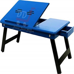 DDS Dream Decor Shoppee Wood Portable Laptop Table Adjustable Height With 1 Drawer (Blue)