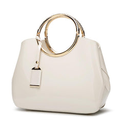 SYGA Leather Glossy Women's Bag Bride Wedding Handbag Women's One Shoulder Crossbody Stylish Bag(WHITE)