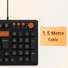 Ant Master 05 Wired USB Keyboard - Full-Size 104 Keys with Numeric Pad | Membrane Silent Typing, 1.3m Cable, Plug & Play | Ergonomic Office & Home Keyboard for PC, Laptop, Mac & Linux – Black