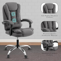 Casa Haus Italia Premium Leatherette Office Chair for Work | Boss Chair, Ergonomic Executive, Luxurious Cushioned Arms & Seat, 2 Point Back Massager, Heavy Duty Metal Base (Burgundy)