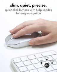 Macally Bluetooth Mac Keyboard and Mouse - Compact (2 Zone) Layout with Number Pad - Multisync, Rechargeable - Wireless Apple Keyboard and Mouse Combo for Mac, MacBook, iPad, iPhone - Silver