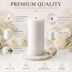 C Lal & Sons Silver Pillar Candle 2x2 Inch | Long Burning Decorative Wax Candle | 20H Burn Time | Unscented Candle for Home Décor, Wedding Decoration, Prayer, Meditation, Festivals & Romantic Ambience