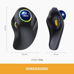 ProtoArc EM03 Wireless Bluetooth Trackball Mouse, Ergonomic RGB Rollerball Rechargeable for Computer, Laptop, 3 Device Connection & Index Finger Control for iPad, Mac, Windows - Graphite