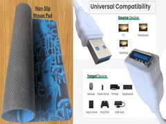 Anjo 10 in 1 Combo of Wired Keyboard, Wired Mouse, Anti-Skid Mouse Pad, USB Hub 3.0, 3 in 1 Cleaning Kit, OTG 2in1 Micro & C, Extension Cable, USB Light, Laptop Lid & Trackpad Lamination