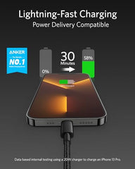 Anker New Nylon USB-C to Lightning Cable, 331 Cable, Fast Charging Cord (1ft, MFi Certified) for iPhone 13 13 Pro 12 Pro Max 12 11 X XS XR 8 Plus, AirPods Pro, Supports Power Delivery (Black)