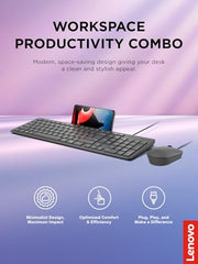 Lenovo 305 USB-C Wired Keyboard & Mouse Combo, Black, Spill-Resistant, Narrow Border, Adjustable Tilt, Full-Size Keyboard & Mouse, Compatible with Laptop, PC, Tablet, USB-C Connectivity Gaming Office