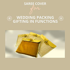 RAAHII Plastic Fabric 8 Piece Single Saree/Suit Packing Flower Flap Golden Transparent Saree Cover/Saree Bag Organizer For Wardrobe Storage Or Wedding Gifting,43 Cm,2 cm,37 cm