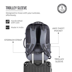 Gear Turbo 21"/45L Large Water Resistant Anti theft Laptop Backpack with Raincover | Backpack | Daypack |Briefcase | Travel Bag For Men/Women (Black - Grey)