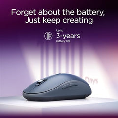 Lenovo Yoga Bluetooth Silent Mouse, 3 Level DPI Adjustment, 36 Month Battery Life, Bluetooth 5.3, 3 Device Paring, Whisper Quiet, Programmable Buttons, Smooth Finish, Luna Grey