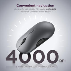Lenovo 700 Multi-Device Wireless Silent Mouse, Bluetooth 5.3 or USB-A 2.4Ghz, Upto 5million Button clicks, 4000 DPI, Soft Touch Grip, Programmable Buttons, Dynamic Scroll Wheel, Seashell
