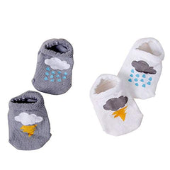 SYGA Small Size 4 Pair Non Slip Cloud and Mickey Design Ankle Length Baby Socks