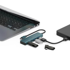 Amazon Basics Pro Series 6-in-1 USB HUB, USB-C PD 3, HDMI (4k@60Hz), USB 3.0-5 GBPS Data Transfer Speed, Aux 3.5, Docking Station with Instant Screen- On/Off and One-Click Mute Button (Turquoise)