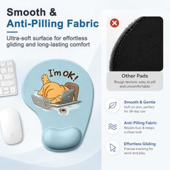 ZORBES® Mouse Pad with Wrist Support, Funny Cat Ergonomic Mouse Pad | I'm Fine Motivational Memo Design, Soft Gel Rest, Non-Slip Mouse Mat for Office Home