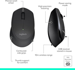 Logitech MK345 Wireless Combo Full-Sized Keyboard with Palm Rest and Comfortable Right-Handed Mouse, 2.4 GHz Wireless USB Receiver, Compatible with PC, Laptop - Black