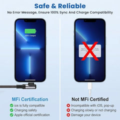 Verilux® 18W USB A to Lighting Fast Charging Cable, 480Mbps Data Synch