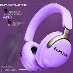 GameSir Newly Launches Echo Plus: Premium Over-Ear Wireless Bluetooth Headphones Deep Bass, Passive Noise Cancellation, Built-in Mic,5 Hours of Music & Talk Time, for Adults Men & Women (White)