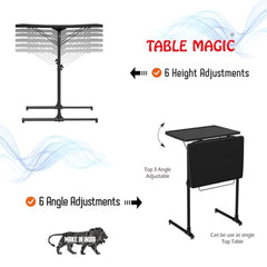 TABLE MAGIC 2.0 Double-Top Multipurpose Laptop Table Mat Finish| Height Adjustable, Foldable, Portable | Work-from-Home Lap Desk (Midnight Black)