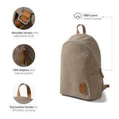 DailyObjects Pedal Everyday Casual Laptop Backpack (16L) Fits Upto 14 Inch Laptop, Unisex Travel Backpack Durable Canvas Material, Zippered Compartments With Pockets (Beige)