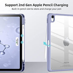 ProElite Case for iPad Air 11 Inch M4/M3/M2 2026/2025/2024, iPad Air 10.9 inch 5th/4th Gen & iPad Pro 11 inch 4th/3rd Gen 2022 case Cover, Transparent Smart Flip Cover with Pencil Holder, Lavender