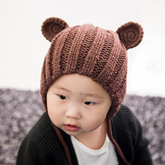 MOMISY Baby's Wool Beanie (MOMISY_Brown_6 Months-18 Months)