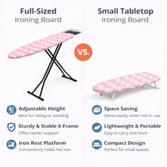 STEFFAN Heavy Duty Vertical Ironing Board, Foldable, 19 mm Metal Bracket, Adjustable Height, Pure Cotton Cover, Lattice Design | Clothes Iron Table| Home Laundry Accessory | 111x30 cm, Pink