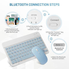 Bluetooth Keyboard and Mouse Combo Rechargeable Portable Wireless Keyboard Mouse Set for Apple iPad iPhone iOS 13 and Above Samsung Tablet Phone Smartphone Android Windows (Gradient White Purple)