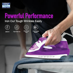 KENT Luxe Steam Iron|2000 Watts|Powerful Steam Output Upto 25 G/Min|Steam Burst|Ceramic-Coated Non-Stick Sole Plate|Vertical And Horizontal Steaming|Anti Drip|Self Cleaning|Purple