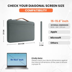 Dyazo 15.6 Inch Laptop Sleeve with Handle & Front Accessory Pocket with Organized Compartments | Soft Interior Padded Protective Case | Compatible for MacBook, HP, Dell, Lenovo, Asus & More (Grey)